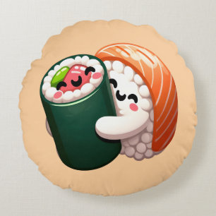 Lächeln Sushi Hug Kunst für Liebhaber von Lebensmi Rundes Kissen