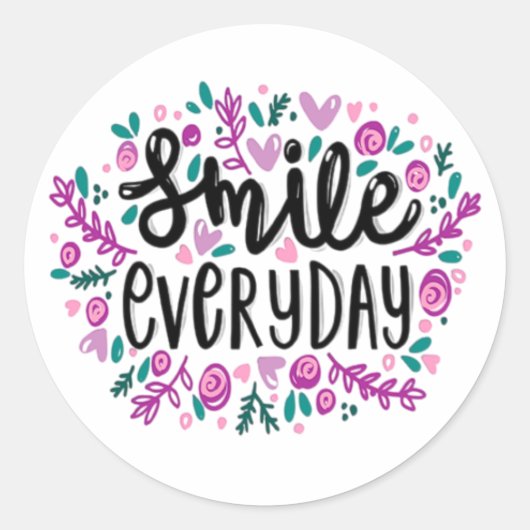 Lächeln täglich runder aufkleber (Vorderseite)