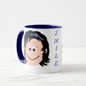 Lächeln Tasse Schwarzes Haar Mädchen (Vorderseite Links)