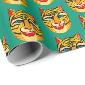 Lächeln Tiger Wasserfarbe Muster Umhüllungspapier Geschenkpapier (Rolleneckpunkt)