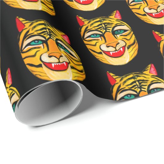 Lächeln Tiger Wasserfarbe Muster Umhüllungspapier Geschenkpapier (Rolleneckpunkt)