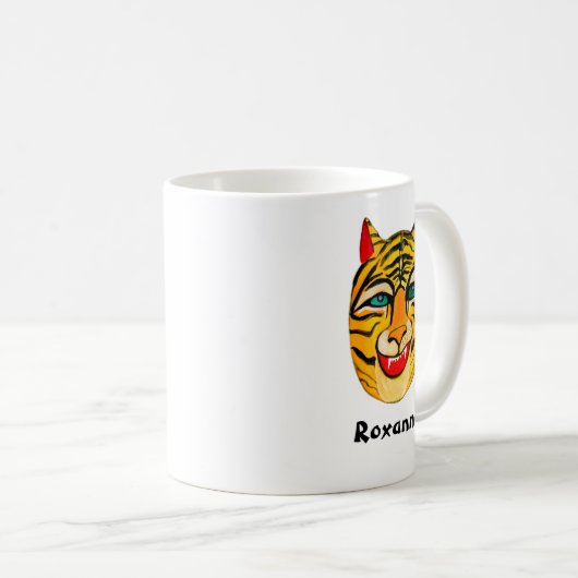 Lächeln Tiger Wasserfarbe ZURÜCK Kaffeetasse (VorderseiteRechts)