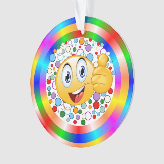 Lächeln treibt Emoji- und Regenbogenzirkel in die Ornament (Vorderseite)
