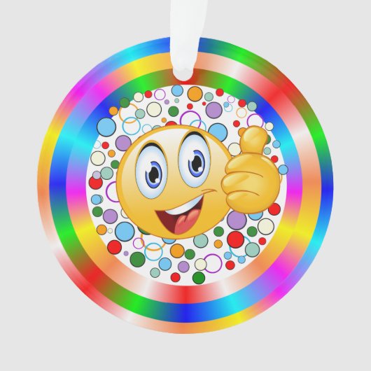 Lächeln treibt Emoji- und Regenbogenzirkel in die Ornament (Vorderseite)