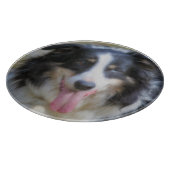 Lächeln Tri farbig Grenze Collie Dog Schneidebrett (Ecke)