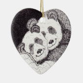 Lächeln-u. Umarmungs-Panda-Herz-Verzierung Keramikornament (Rechts)