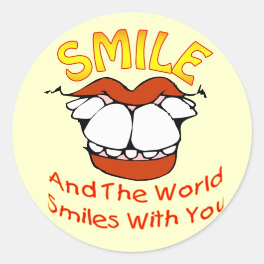 Lächeln und die Welt lächelt mit dir Runder Aufkleber (Vorderseite)