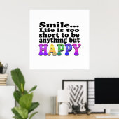 Lächeln und glücklich sein poster (Heimbüro)