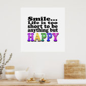 Lächeln und glücklich sein poster (Küche)