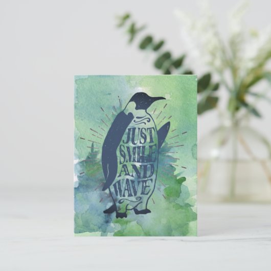 Lächeln und winken postkarte (Stehend Vorderseite)