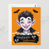 Lächeln Vampire Fangtastic Halloween Funny Pun Postkarte (Vorne/Hinten)
