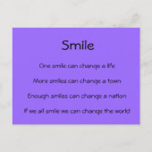 Lächeln verändern die Welt Postkarte (Vorderseite)