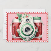 Lächeln | Vintage Kamera Weihnachts-Fotokarte (Vorderseite)