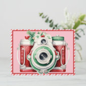 Lächeln | Vintage Kamera Weihnachts-Fotokarte (Stehend Vorderseite)
