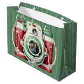 Lächeln | Vintages Weihnachtskamera-Foto Große Geschenktüte (Rückseite Schrägansicht)