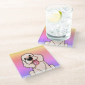 Lächeln von Labradoodle Glasuntersetzer (Schrägansicht)