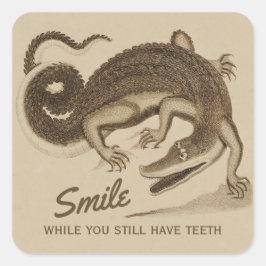 Lächeln, während Sie noch Zähne CC0890 Krokodil ha Quadratischer Aufkleber