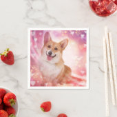 Lächeln walisischer Corgi mit Herz Serviette (Beispiel)