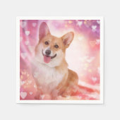 Lächeln walisischer Corgi mit Herz Serviette (Vorderseite)
