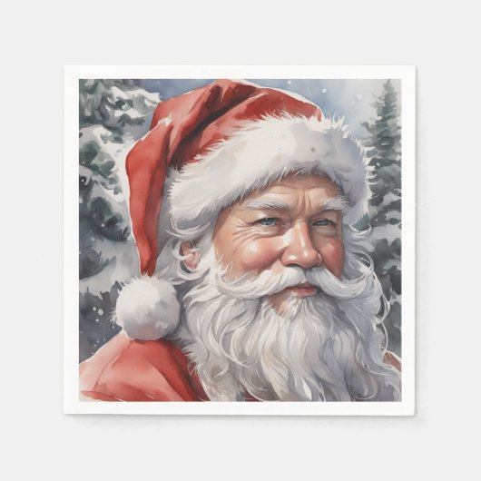 Lächeln Weihnachts Wasserfarbpapier Serviette (Vorderseite)