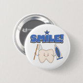 LÄCHELN - Zahn-T - Shirts und Geschenke Button (Vorne & Hinten)