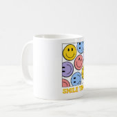 Lächeln Zeit, farbenfrohe Lächeln Emoji Kaffeetasse (Vorderseite Links)
