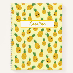 Lächelnd Ananas Muster Spiral Notebook Notizblock
