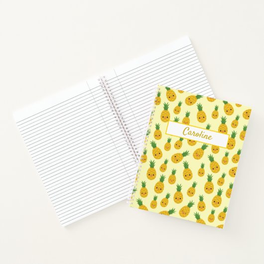 Lächelnd Ananas Muster Spiral Notebook Notizblock (Innenseite)