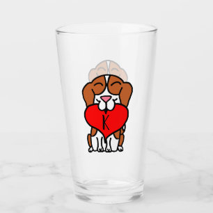 Lächelnd Beagle Cartoon Monogramm Glas