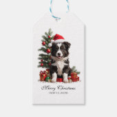 Lächelnd Border Collie Weihnachts Welpe Personalis Geschenkanhänger (Vorderseite)