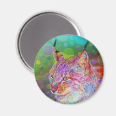 Lächelnd, bunt lynx - abstrakt magnet (Vorderseite/Rückseite)