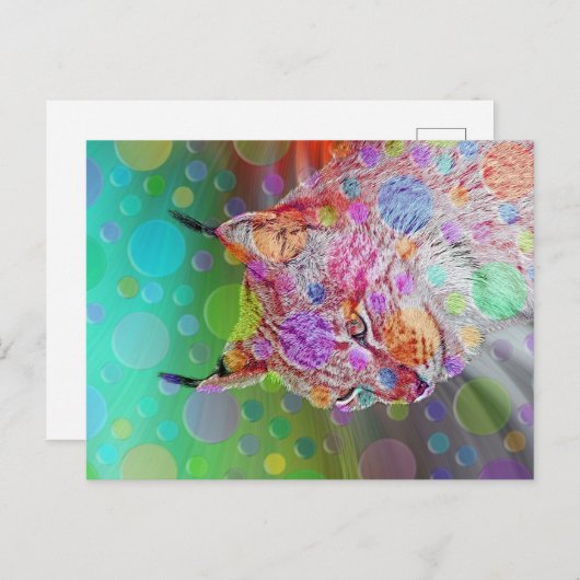 Lächelnd, bunt lynx - abstrakt postkarte (Vorne/Hinten)
