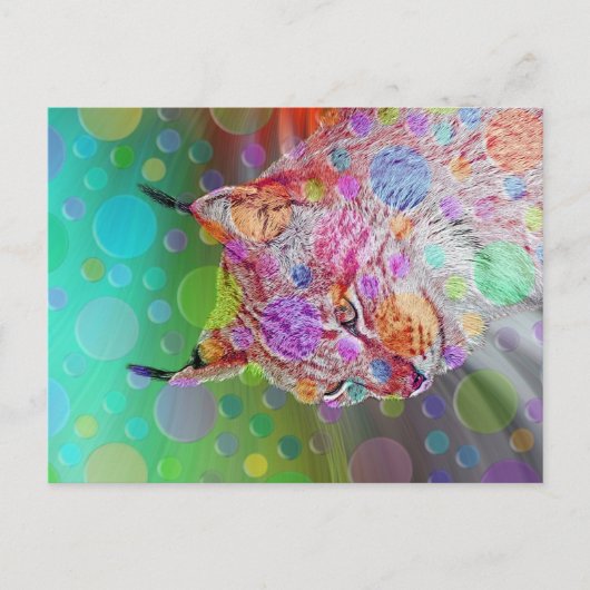 Lächelnd, bunt lynx - abstrakt postkarte (Vorderseite)