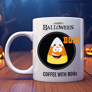 Lächelnd Candy Corn Coffee mit Boos Halloween Kaffeetasse