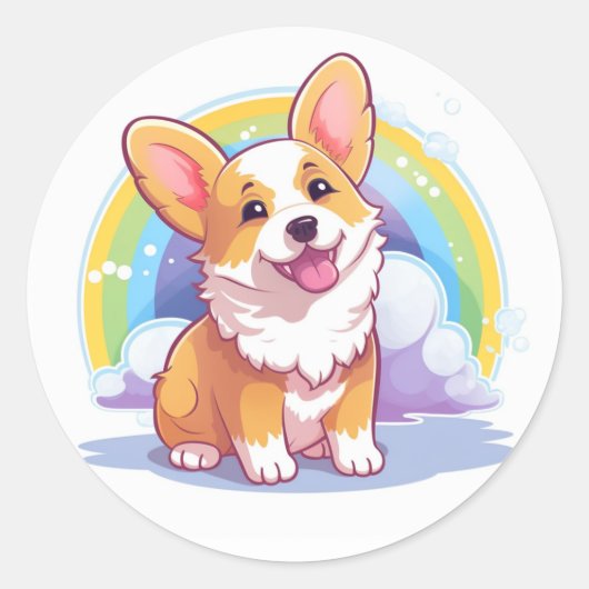 Lächelnd Corgi Sticker (Vorderseite)