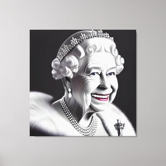 Lächelnd Crowned Queen Elizabeth Wall Art Leinwanddruck (Vorderseite)