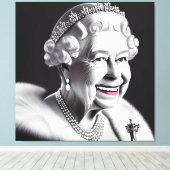 Lächelnd Crowned Queen Elizabeth Wall Art Leinwanddruck (Insitu (Holzboden))