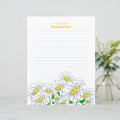 Lächelnd Daisy Dreams Lined Paper Sheet (Stehend Vorderseite)