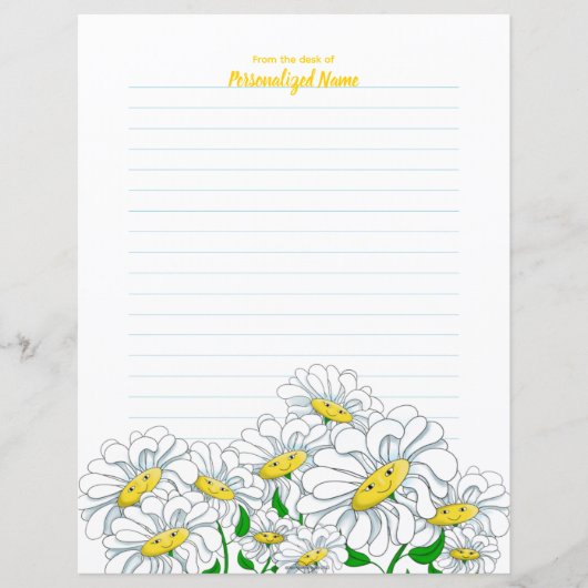 Lächelnd Daisy Dreams Lined Paper Sheet (Vorderseite)