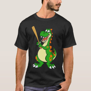 Lächelnd Dinosaurier spielen Baseball-T - Shirt