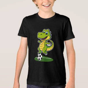 Lächelnd Dinosaurier spielen Fußball-T - Shirt