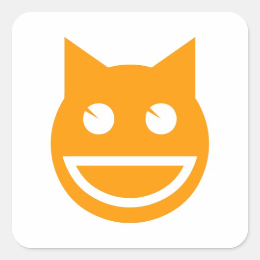 Lächelnd Emoji Cat Quadratischer Aufkleber (Vorderseite)