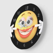 Lächelnd Emoji Round Clock Große Wanduhr (Winkel)
