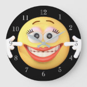 Lächelnd Emoji Round Clock Große Wanduhr (Vorderseite)