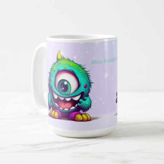 Lächelnd fröhliches Mini Mutant Monster Kaffeetasse (Vorderseite Links)