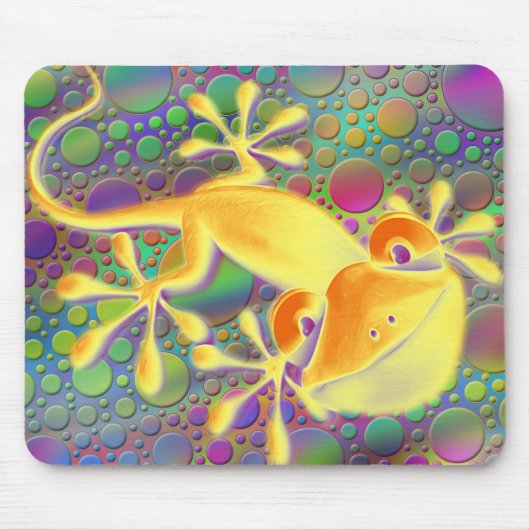 Lächelnd Gecko - farbige Punkte Mousepad (Vorne)
