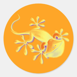 Lächelnd Gecko - orange Runder Aufkleber