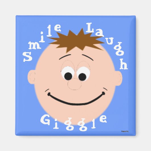 Lächelnd Gesicht Brown Haar Junge Magnet (Vorne)
