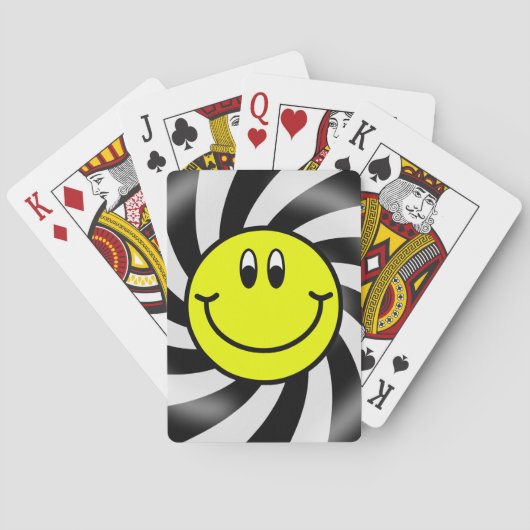 Lächelnd Gesicht Emoji Black Spiral Playing Cards Spielkarten (Rückseite)