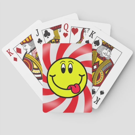 Lächelnd Gesicht Emoji Red Spiral Playing Cards Spielkarten (Rückseite)